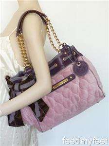   Purple Quilted Tattered Daydreamer Tote Handbag Shoulder Bag  