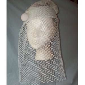  White Netted Veil Royal Wedding Bridal Hat with Feather 