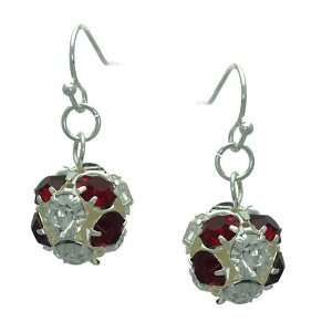  Delfina Silver Ruby Crystal Hook Earrings Jewelry