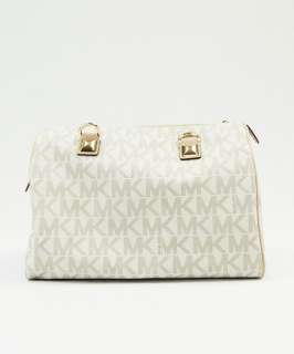   Michael Kors Grayson Large Logo Satchel Vanilla Purse Handbag Defect