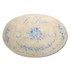    Cream and Blue Flowers Le Bain Oval Bath Plaque