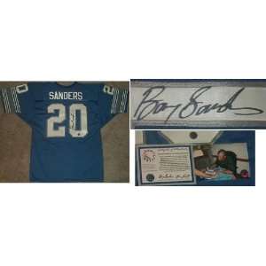  Barry Sanders Signed Blue Custom Jersey: Sports & Outdoors
