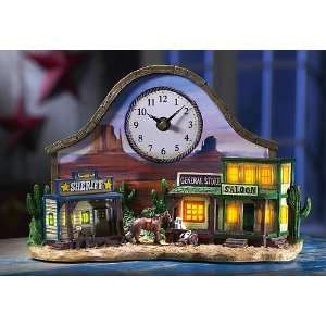 Country Western Scene Lighted Clock