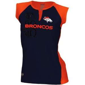   Denver Broncos Womens Two Toned Split Neck T Shirt