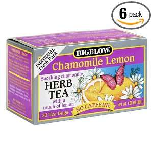 Bigelow Chamomile Lemon Herbal Tea, 20 Count Boxes (Pack of 6):  