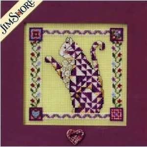  Stitched & Beaded Kit   Petunia Quilted Cat (cross stitch 