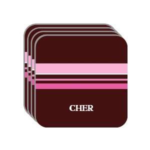 Personal Name Gift   CHER Set of 4 Mini Mousepad Coasters (pink 