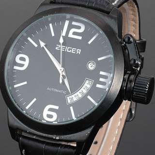 Cool Mens Man Auto Windding Automatic Writs Watch Leather Strap 2012 