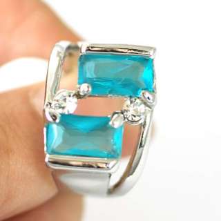   Double Gemstone CZ Zircon Finger Ring Jewelry Size 5.5 6.5 8 9  