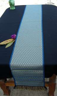 100% Thai Silk 10 x 72 long Table Runner   Blue  