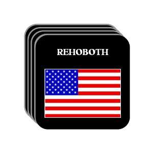 US Flag   Rehoboth, Massachusetts (MA) Set of 4 Mini Mousepad Coasters