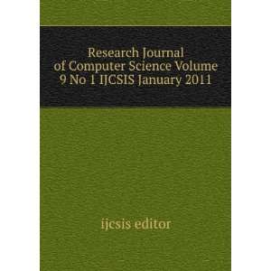  Research Journal of Computer Science Volume 9 No 1 IJCSIS 