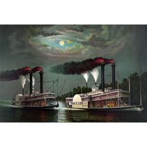  Race of the steamers Robert. E. Lee and Natchez on the 