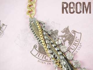 JUICY COUTURE LAYERED RHINESTONE NECKLACE DECO GLAM  