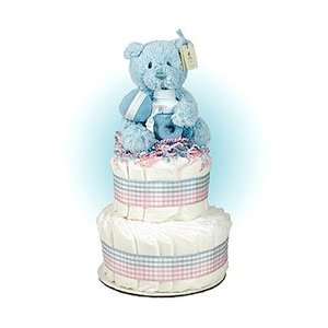  Lil Blue Bear 2 Tier Diaper Cake Baby