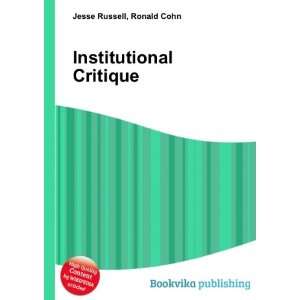  Institutional Critique Ronald Cohn Jesse Russell Books