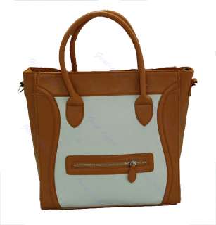 Fashion Gossip Girl PU Leather Luggage Satchel Tote Smile Bag Handbag 