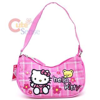Sanrio Hello Kitty Hand Bag Mini Purse  Pink Flowers with Teddy Bear 
