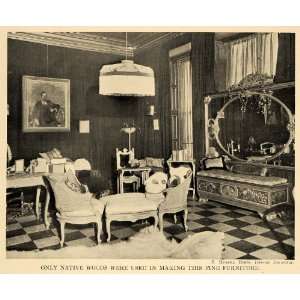  1918 Print Interior Decor B. Russell Herts Living Room 