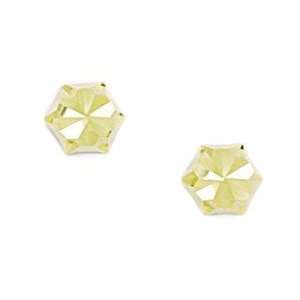  14k Yellow Gold Medium Hexagonal Shape Screwback Earrings 