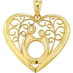  7/8in Heart Shaped Mother & Child Pendant/10kt Yellow Gold 