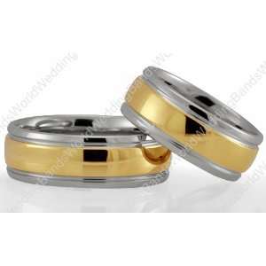   : Palladium Two Toned His and Her Wedding Ring Set, 6mm Wide: Jewelry