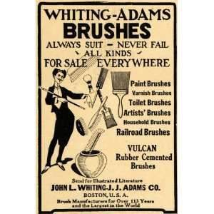  1922 Ad John L Whiting JJ Adams Variety Brushes   Original 