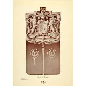 1905 Dieu et mon Droit England Coat of Arms Monarchy   Original 