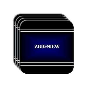 Personal Name Gift   ZBIGNIEW Set of 4 Mini Mousepad Coasters (black 