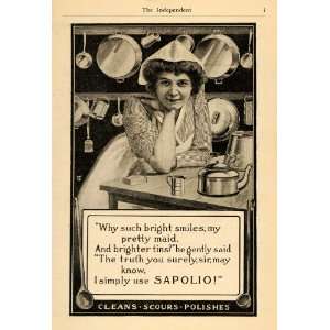  1900 Ad Sapolio Cleaner Polisher Housemaid Kitchen Pots 