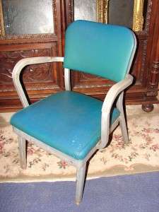 Vintage Vinyl Cushion Teal Steal Arm Chair  