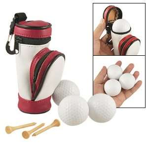  Como Mini Three White Golf Balls Wooden 3 Tee Set w Pouch 