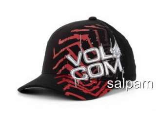 Volcom Stone Pens Out Black/Red FlexFit Hat Cap New NWT  