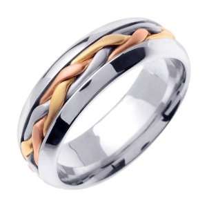 Multi Color Hand Braided Wedding Band in 18K Gold (7mm 