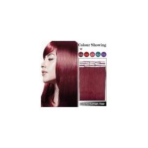    18 Remy Seamless Tape Human Hair Extensions 20pc #Burgundy Beauty