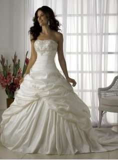 White/Ivory Ball Wedding Dress Evening Gown   Veil,Petticoat,Glove 