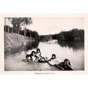 1920 Halftone Print Beauty Swimming French Polynesia 