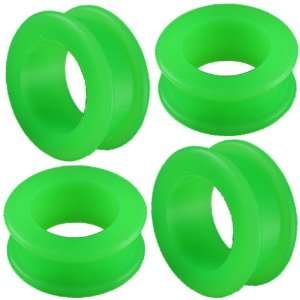 30mm gauge   Green Implant grade silicone Double Flared Flare Tunnels 