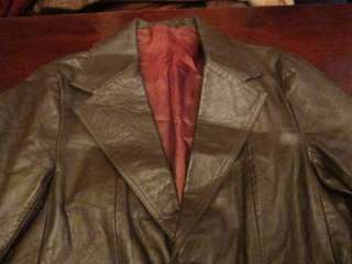 Vintage 70s Mens Perfect Leather Fight Club Cool Mod Blazer Jacket 