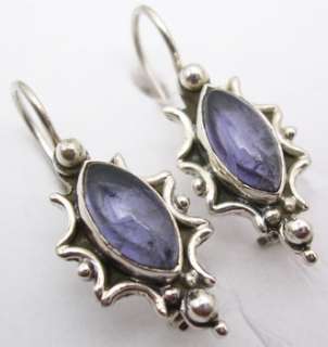 925 Silver Designer IOLITE Pretty Dangle Earrings 2.6CM  