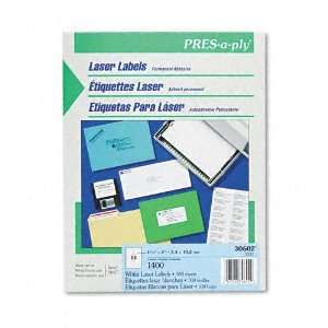  Avery  Pres A Ply Laser Address Labels, 1 1/3 x 4, White 
