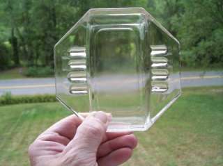Vintage Art Glass Ashtray Clear 8 Sided W/ Six Rests  