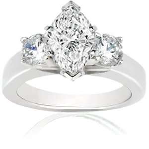   Marquise Shaped 3 Stone Diamond Engagement Ring Fascinating Diamonds