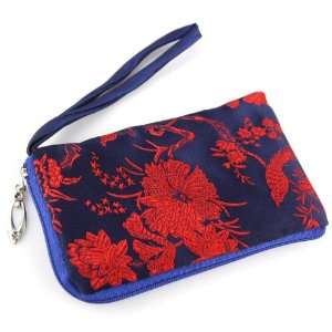   Pouch   Oriental Brocade Nature Print   Deep Blue & Red   iPhone Case
