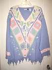 Lovely Jamie S. Lavender Pastel Floral Cardigan Sweater 3X Beads 