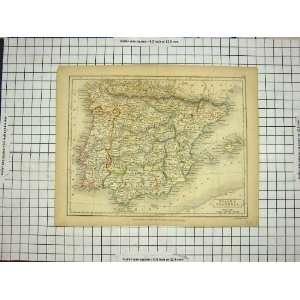   HALL ANTIQUE MAP 1831 SPAIN PORTUGAL GIBRALTAR MAJORCA