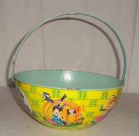   CHEIN TIN LITHO EASTER BASKET WITH NURSERY RHYME CHARACTERS  