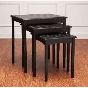  Bead Board Nested Table Set, Black, Set of 3: Furniture 