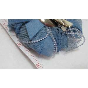  NEW Blue Beaded Fabric Hair Flower Clip and Pin, Limited 