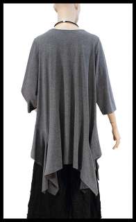 DIFERA pointed side inserts Lagenlook A line jersey tunic 1X / 1XL 